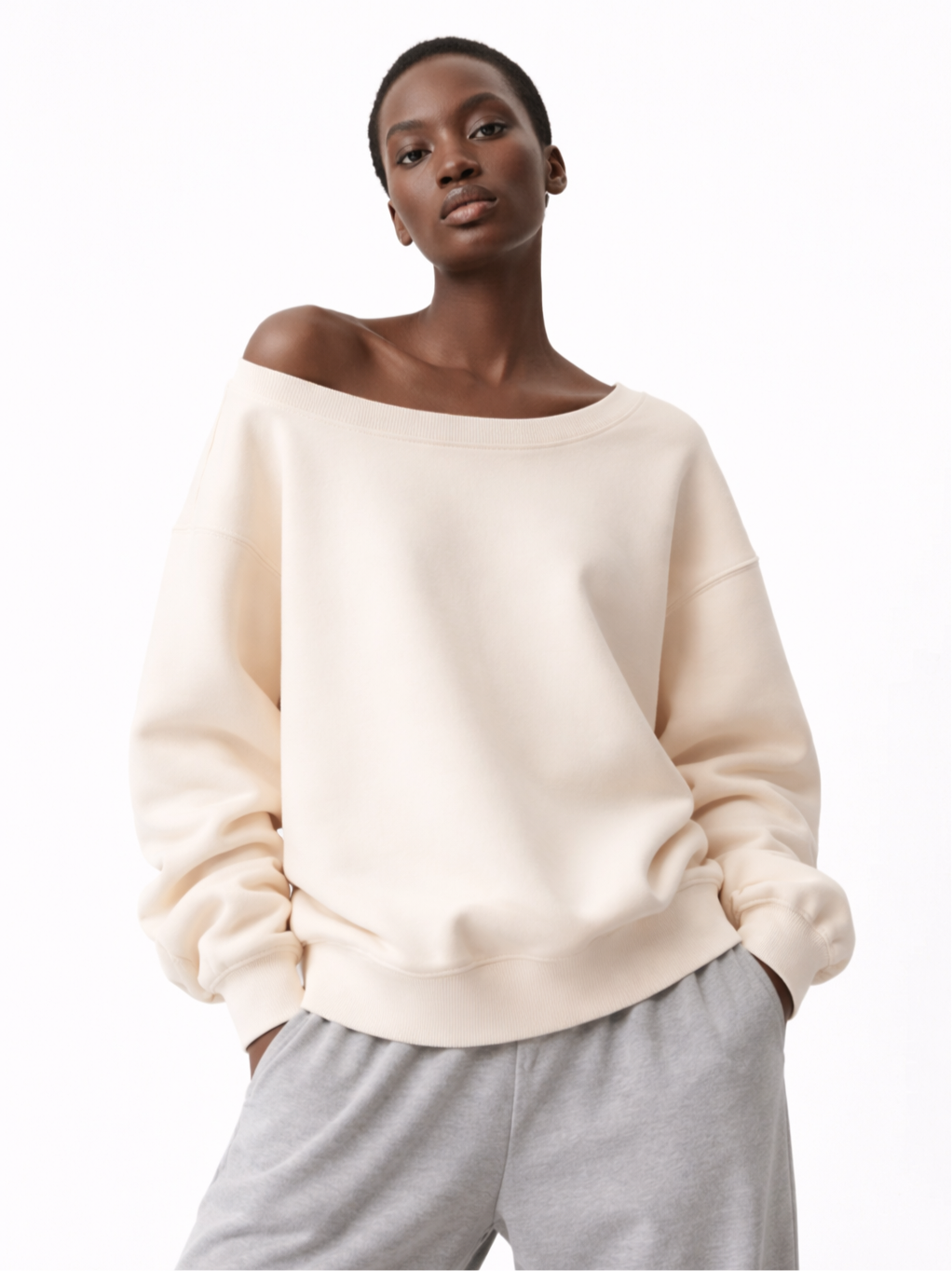 Women's Off-Shoulder Sweatshirt 350g Heavyweight Oversized