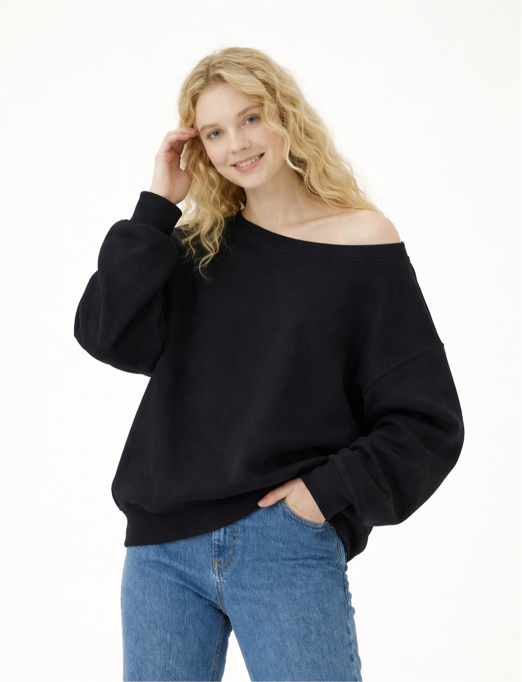 Women's Off-Shoulder Sweatshirt 350g Heavyweight Oversized