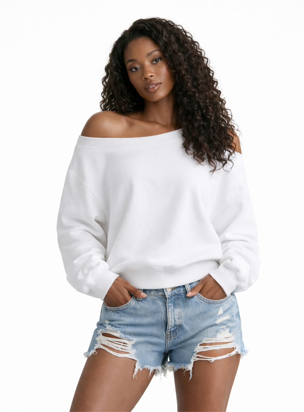Women's Off-Shoulder Sweatshirt 350g Heavyweight Oversized