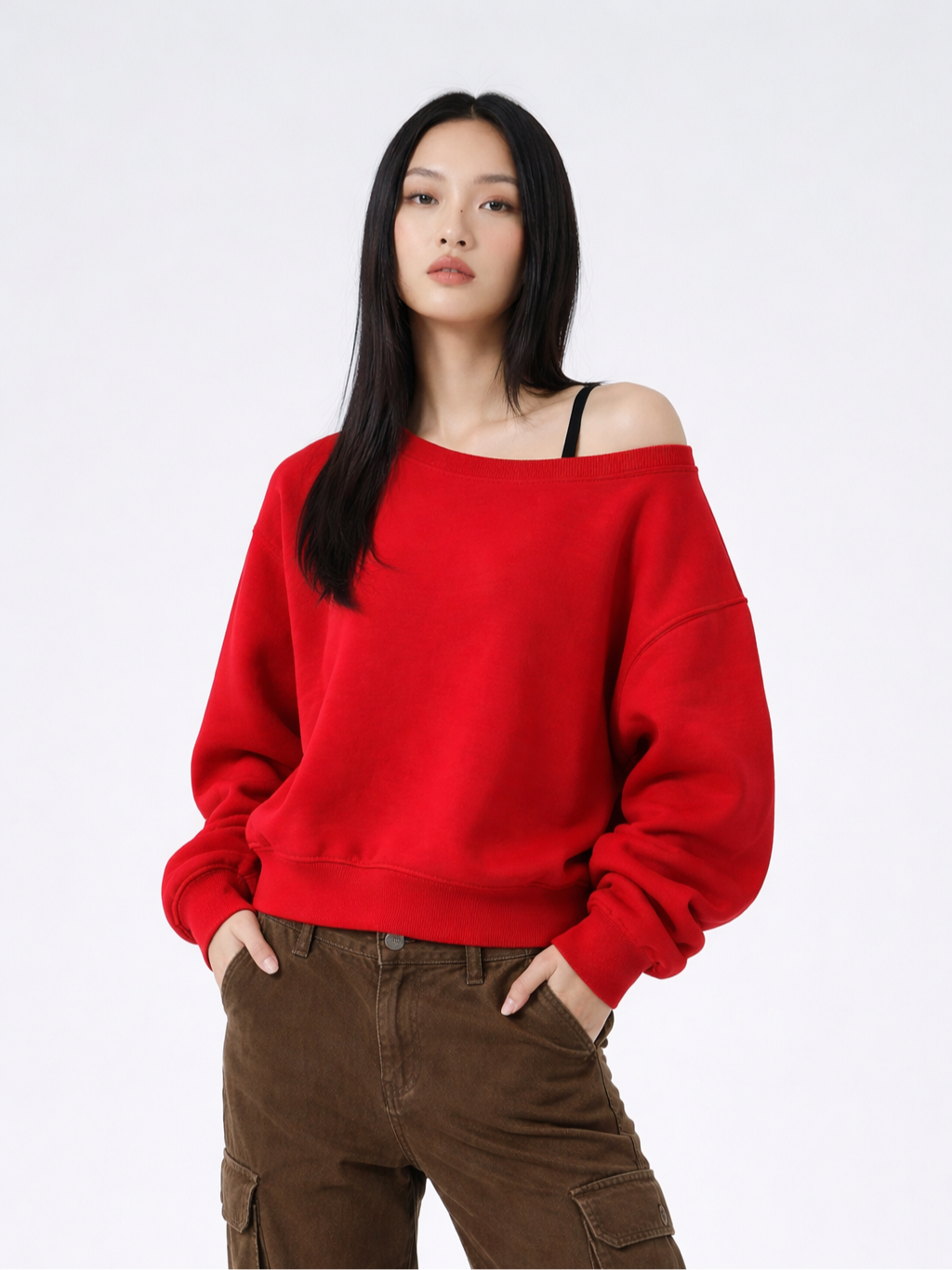 Women's Off-Shoulder Sweatshirt 350g Heavyweight Oversized