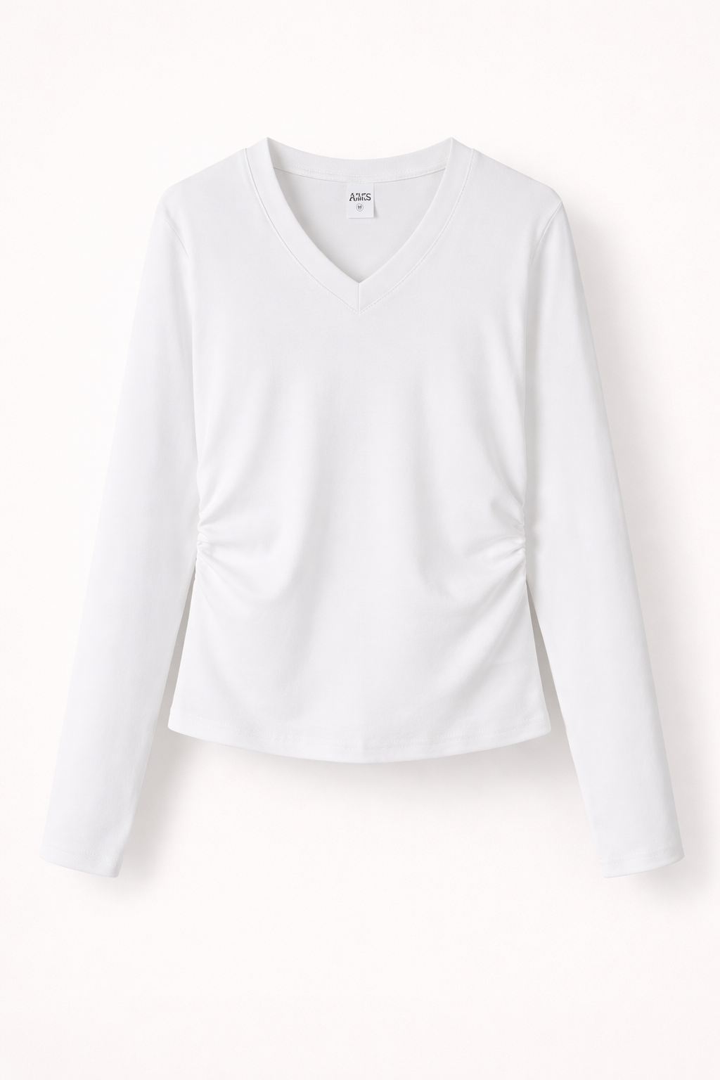Women’s Sculpting V-Neck Long Sleeve  230g Combed Cotton Top