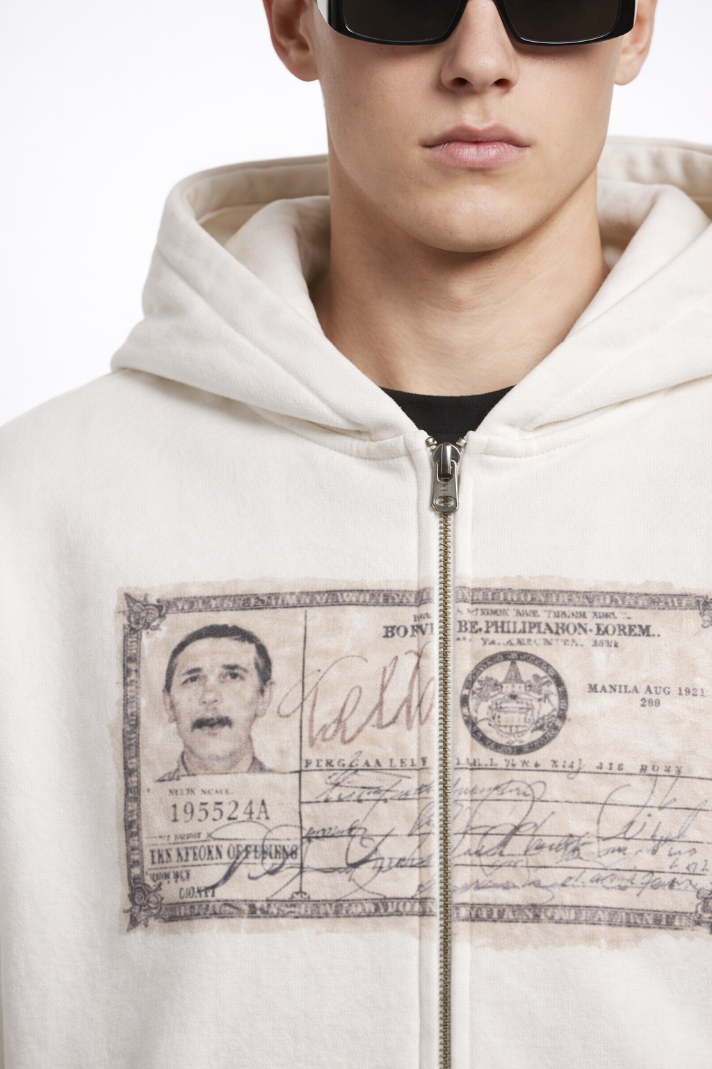 Men’s Distressed Graphic Zip-Up Hoodie Lightweight Streetwear