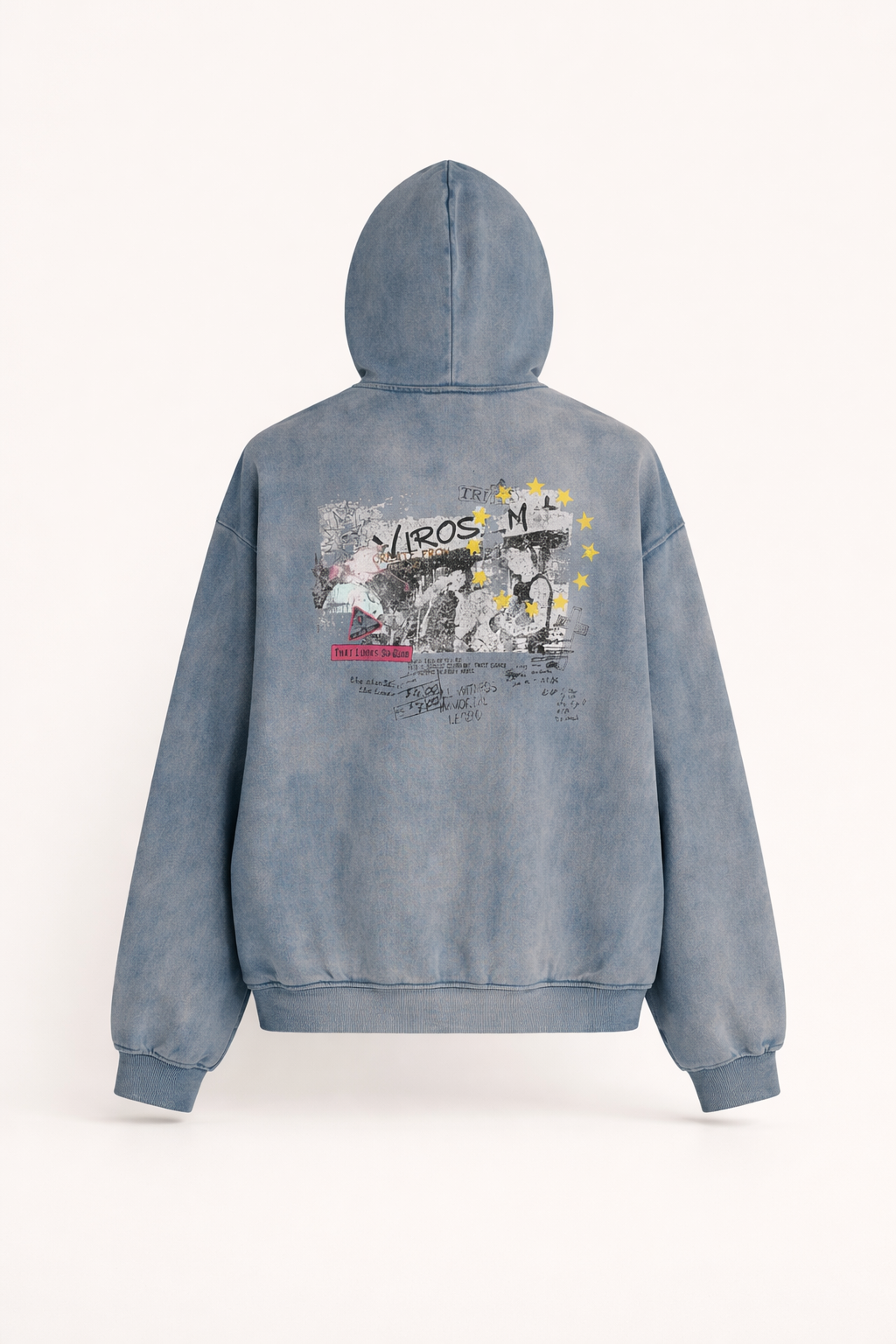 Men’s Vintage Wash Zip-Up Hoodie Distressed Oversized Streetwear