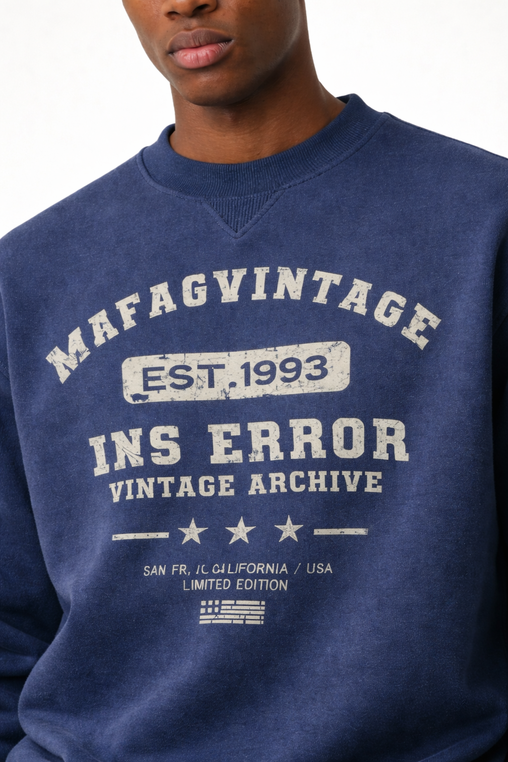 Men’s Oversized Graphic Long Sleeve Tee High-Street Crewneck
