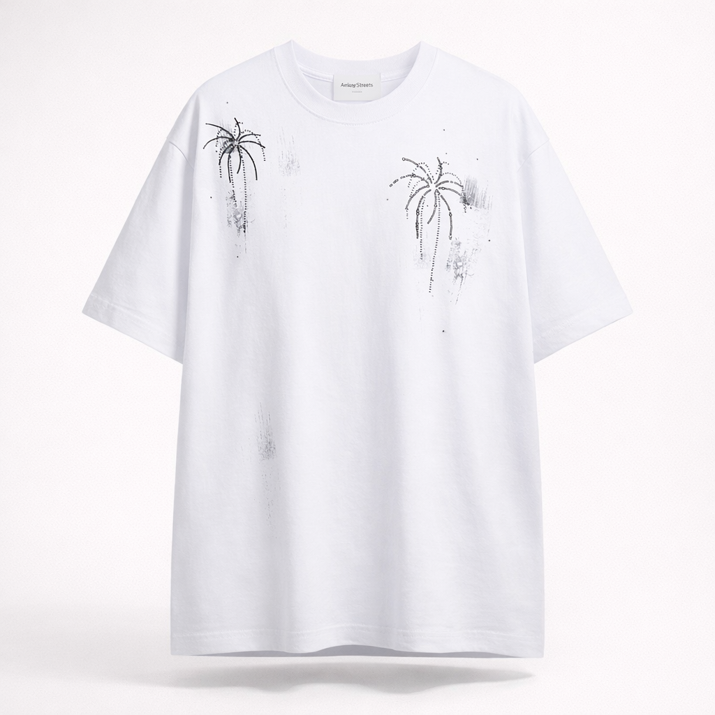 Men’s Heavyweight Cotton Tee  Embellished Embroidery Graphic