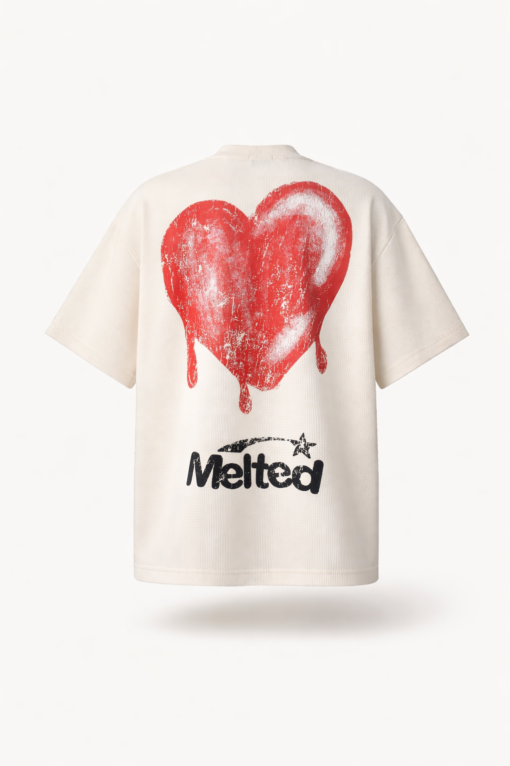 Men’s Boxy Waffle Knit Graphic Tee High-Street Textured T-Shirt