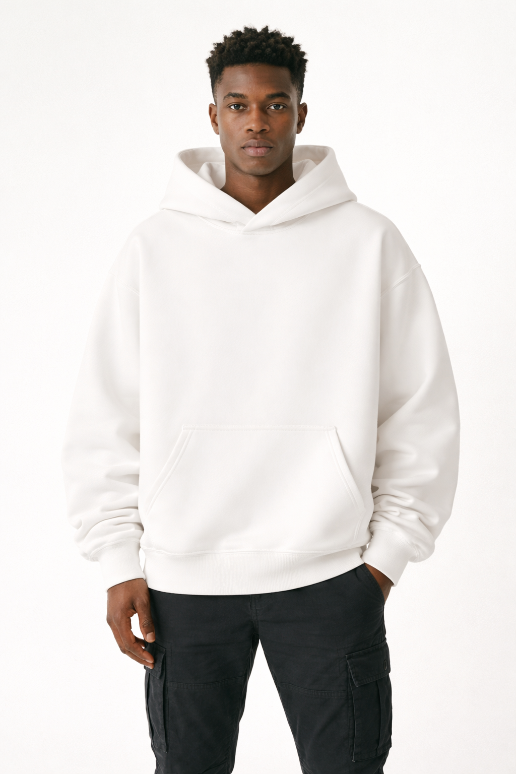 Men’s Heavyweight Hoodie Drawstring-less Oversized Pullover