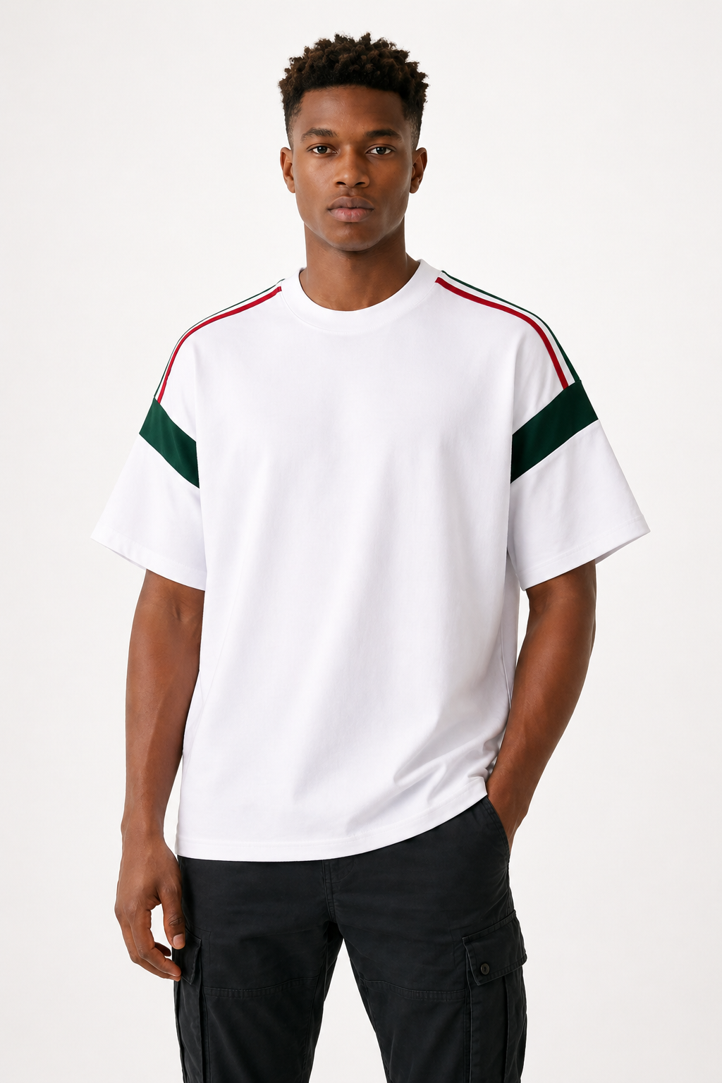 Men’s Cool-Touch Striped Tee Oversized Combed Cotton