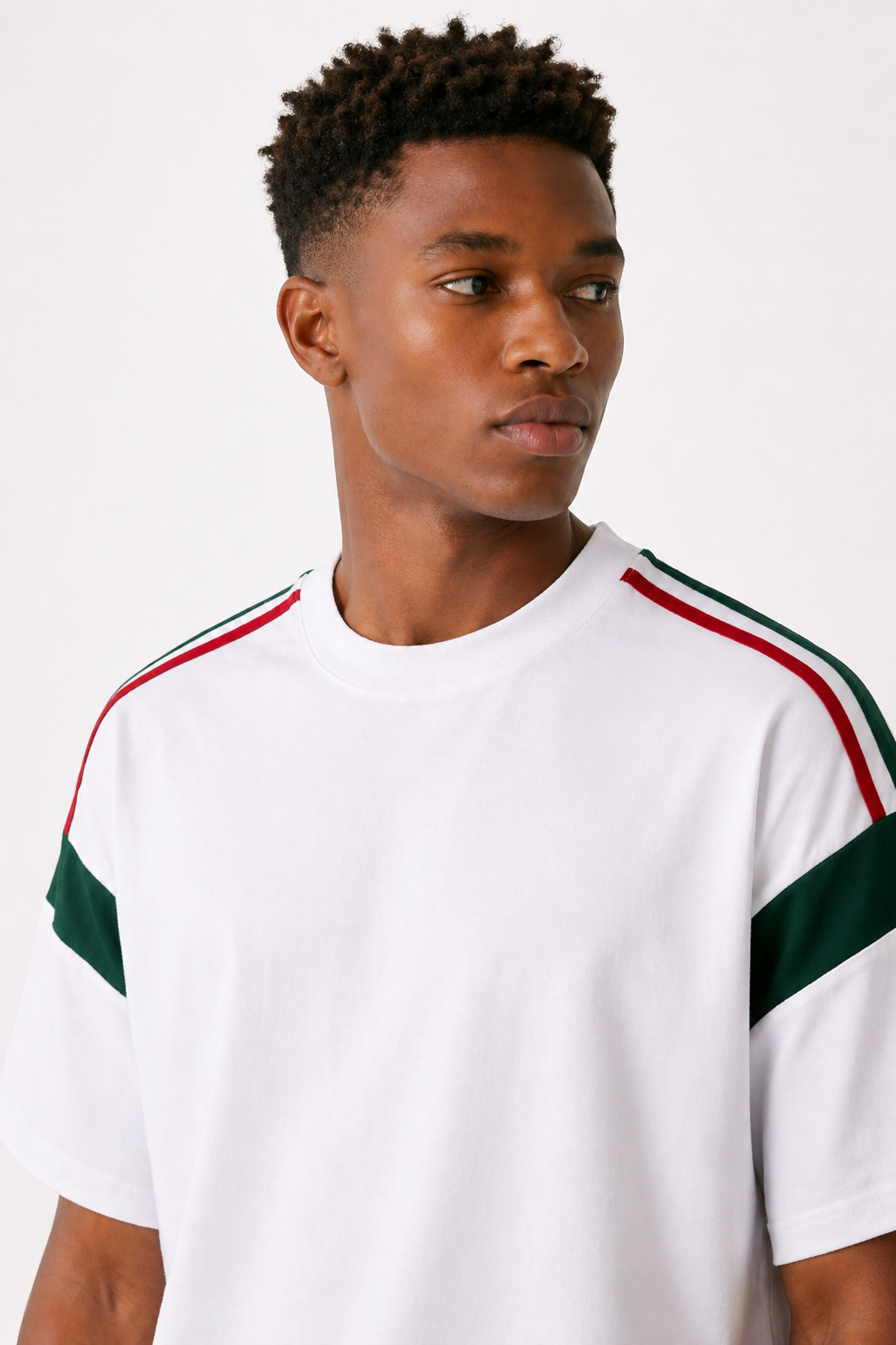 Men’s Cool-Touch Striped Tee Oversized Combed Cotton