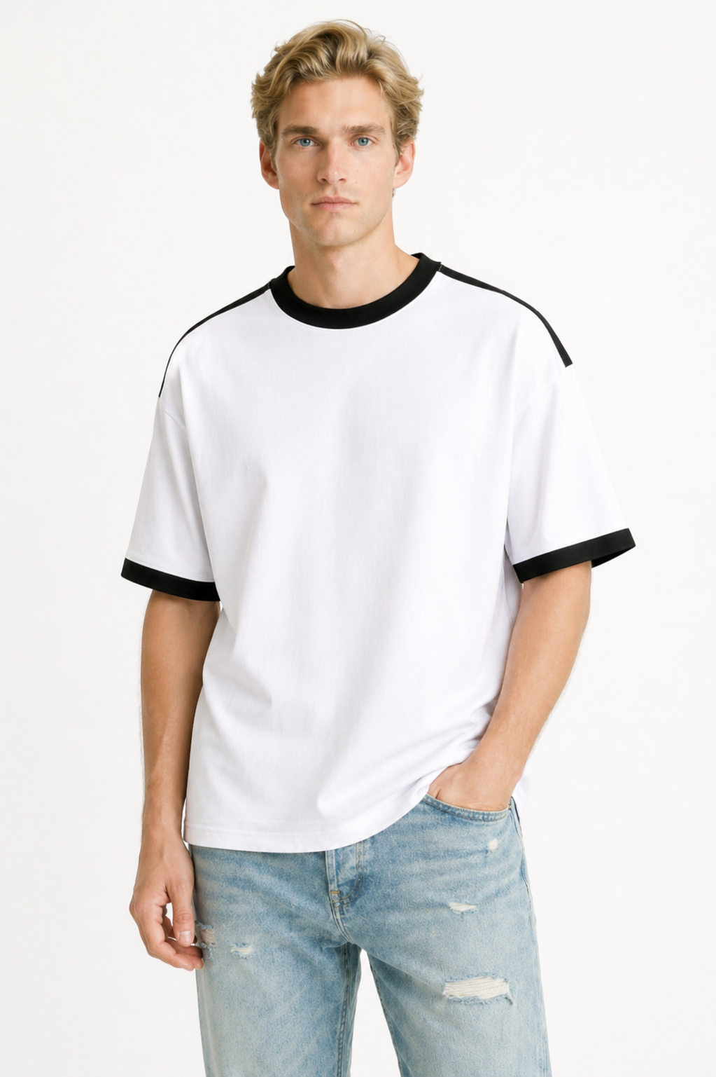 Men’s Cool-Touch Striped Tee Oversized Combed Cotton