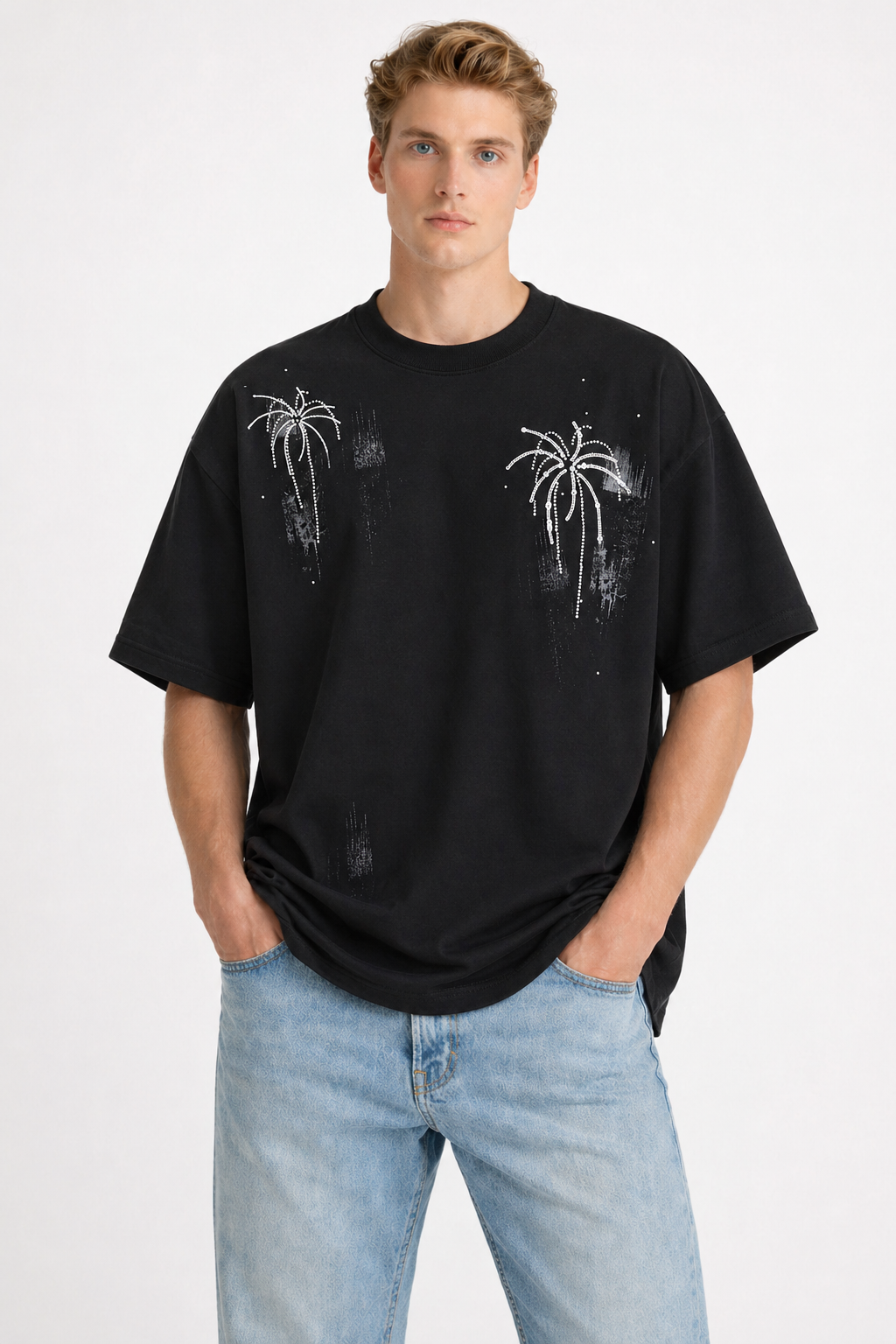 Men’s Heavyweight Cotton Tee  Embellished Embroidery Graphic