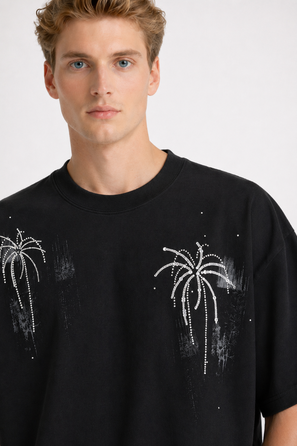 Men’s Heavyweight Cotton Tee  Embellished Embroidery Graphic
