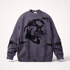 Unisex Graphic Knit Sweater Oversized Jacquard Crewneck