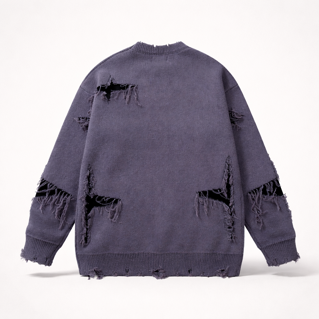 Unisex Graphic Knit Sweater Oversized Jacquard Crewneck