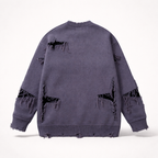 Unisex Graphic Knit Sweater Oversized Jacquard Crewneck
