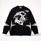 Unisex Graphic Knit Sweater Oversized Jacquard Crewneck