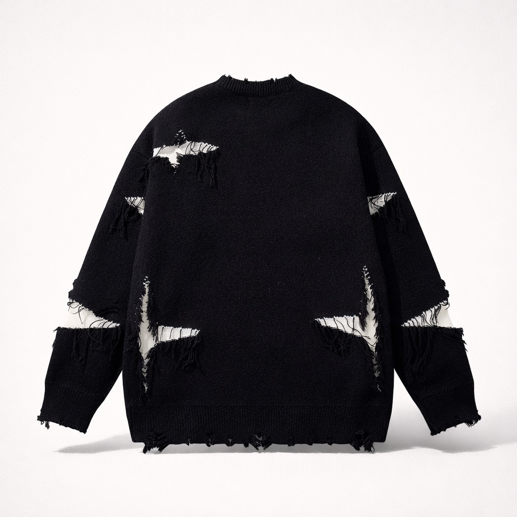 Unisex Graphic Knit Sweater Oversized Jacquard Crewneck