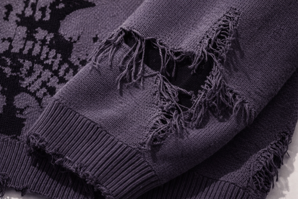 Unisex Graphic Knit Sweater Oversized Jacquard Crewneck