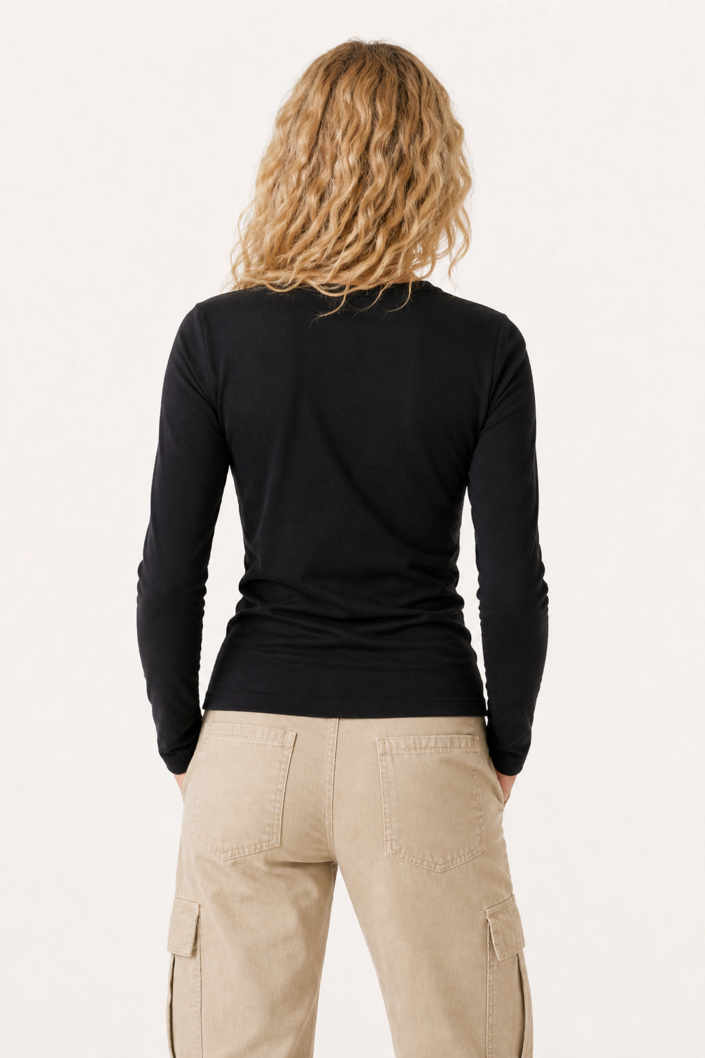 Women’s Sculpting V-Neck Long Sleeve  230g Combed Cotton Top