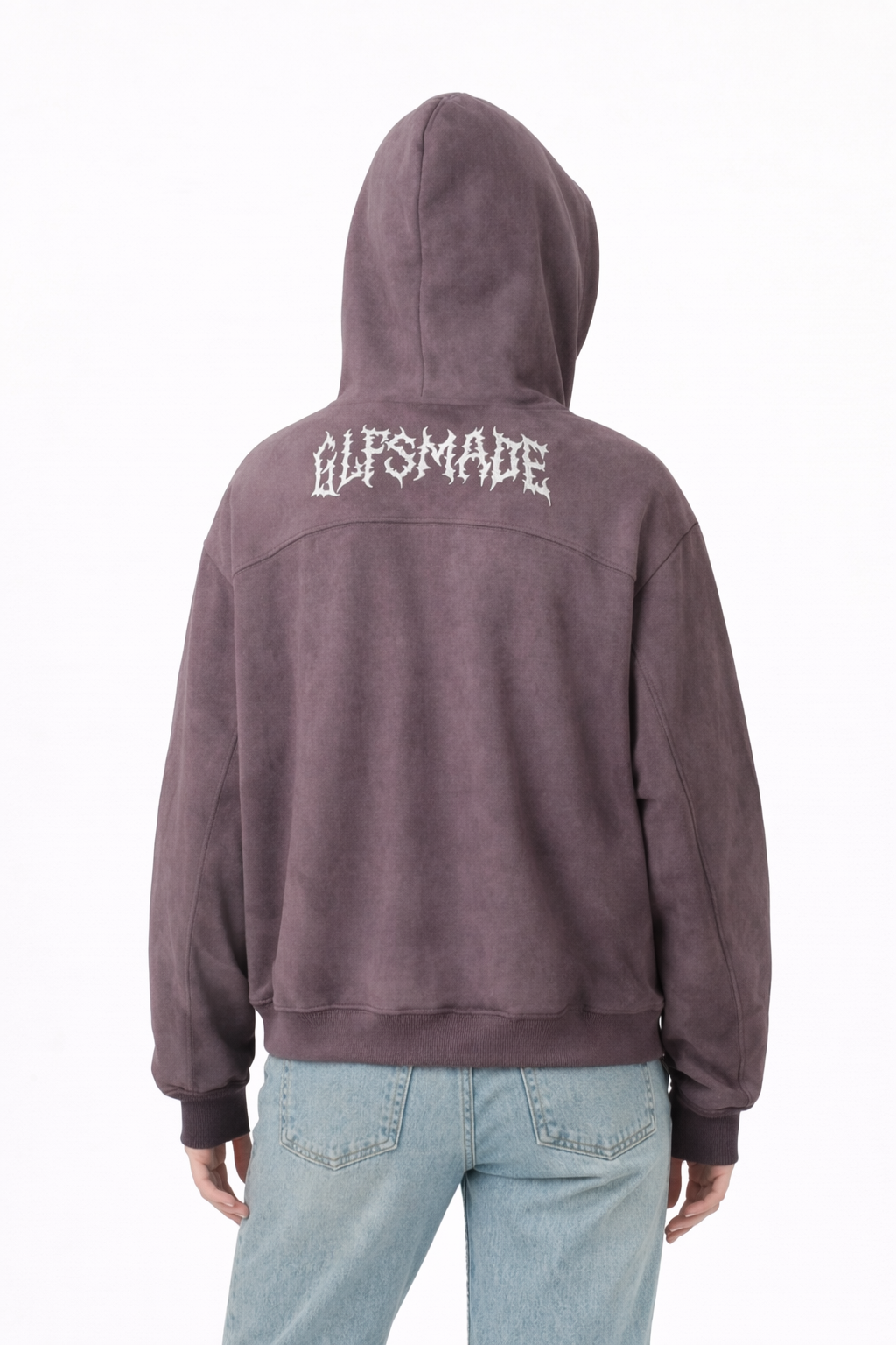Women’s Suede Zip-Up Hoodie – Embroidered Streetwear Jacket