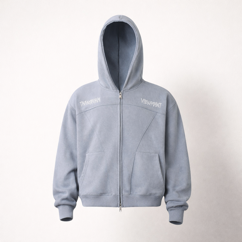 Women’s Suede Zip-Up Hoodie – Embroidered Streetwear Jacket