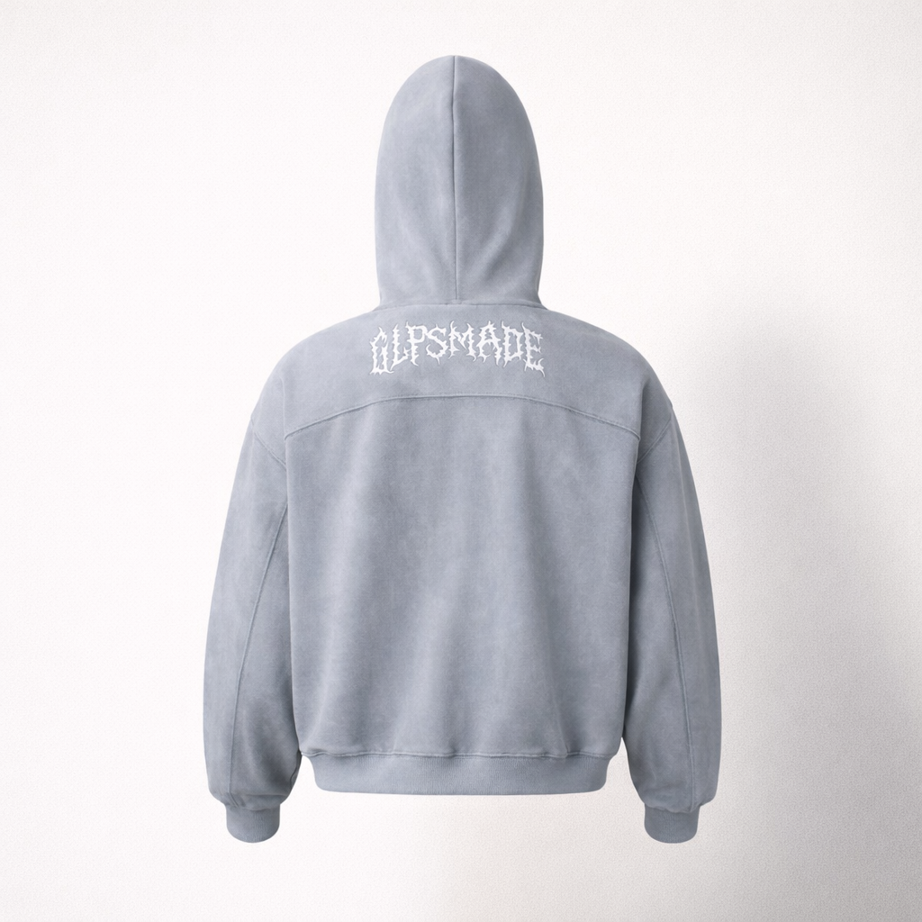 Women’s Suede Zip-Up Hoodie – Embroidered Streetwear Jacket