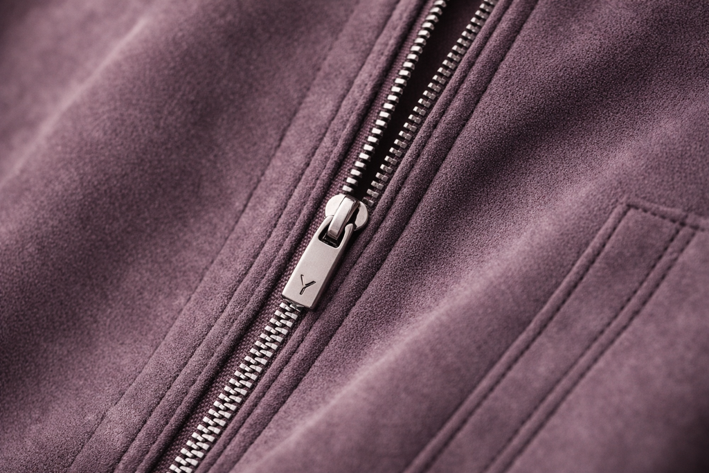Women’s Suede Zip-Up Hoodie – Embroidered Streetwear Jacket