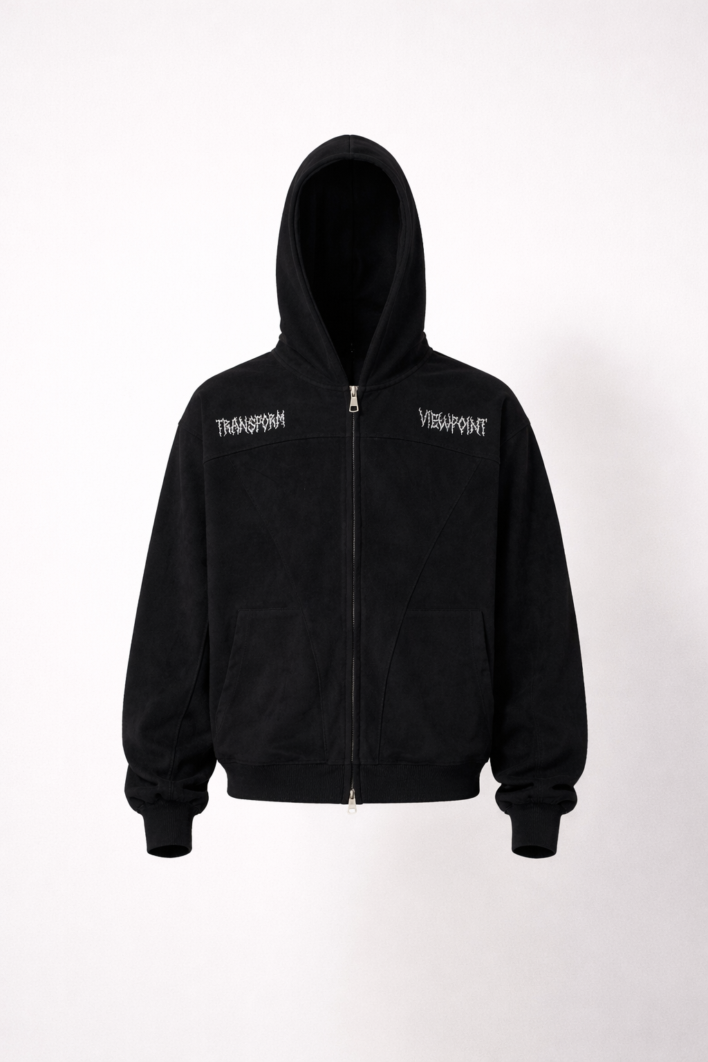 Men's Suede Zip-Up Hoodie Embroidered Streetwear Jacket