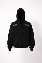 Men's Suede Zip-Up Hoodie Embroidered Streetwear Jacket