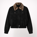 Oversized Jacket (Removable Leopard Collar) Zip-Up