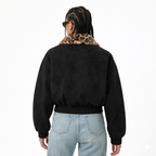 Oversized Jacket (Removable Leopard Collar) Zip-Up