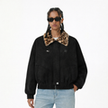 Oversized Jacket (Removable Leopard Collar) Zip-Up