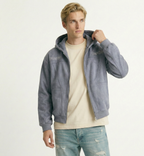 Men's Suede Zip-Up Hoodie Embroidered Streetwear Jacket