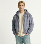 Men's Suede Zip-Up Hoodie Embroidered Streetwear Jacket