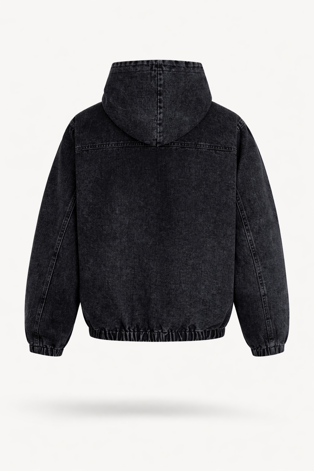 Men’s Washed Denim Pullover Hoodie Oversized High-Street Fit