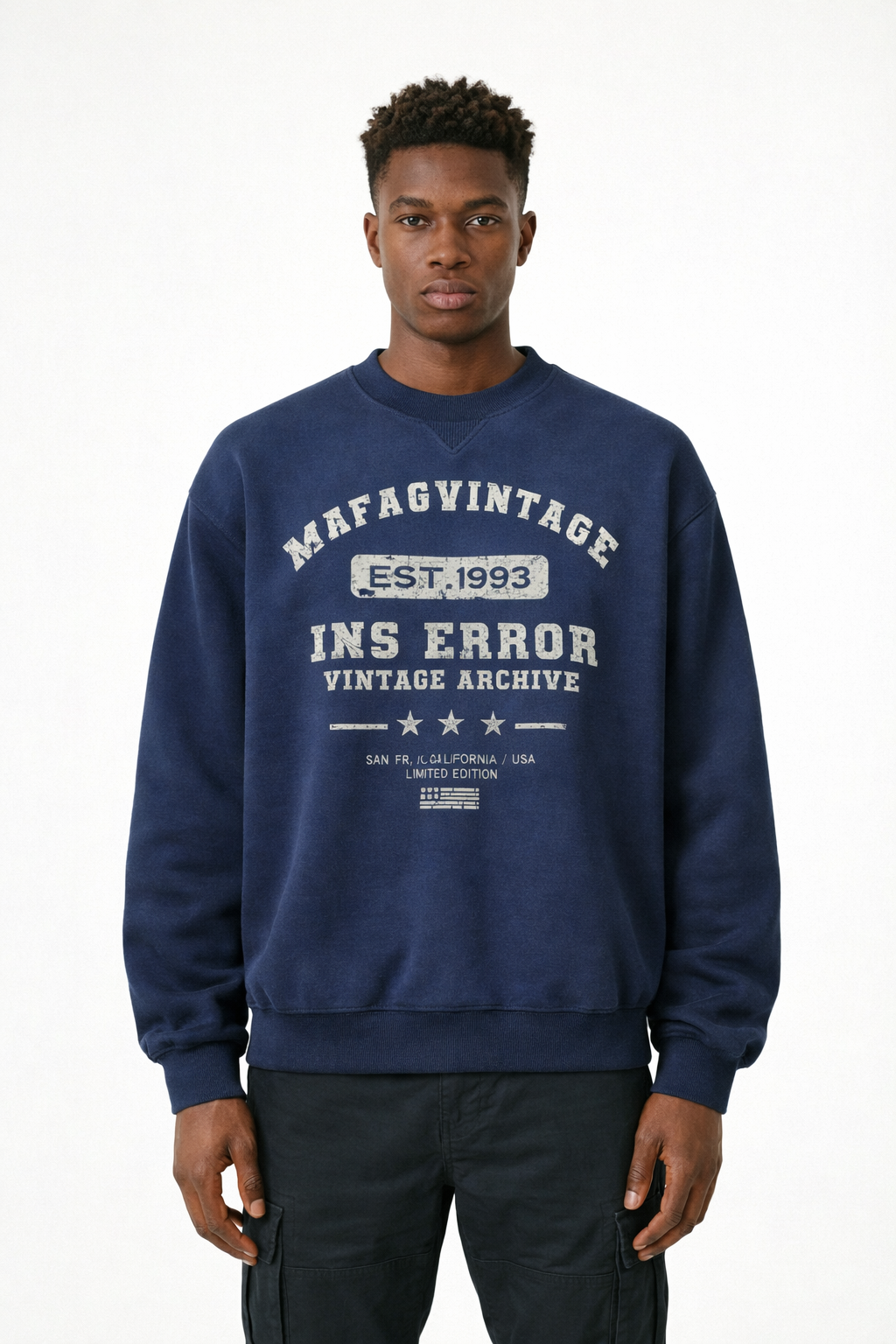 Men’s Oversized Graphic Long Sleeve Tee High-Street Crewneck