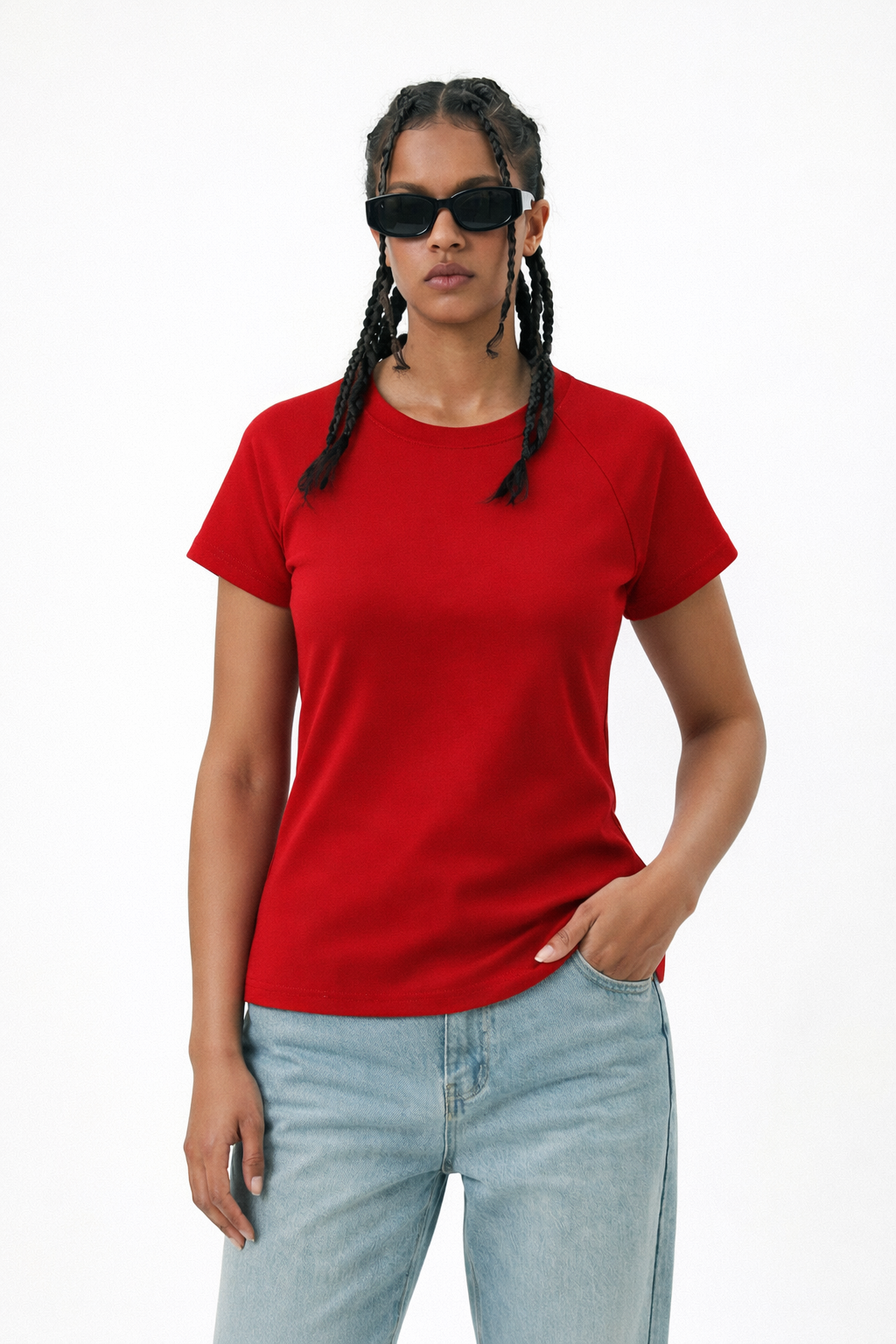 Women’s Fitted Raglan Tee Stretch Cotton Top