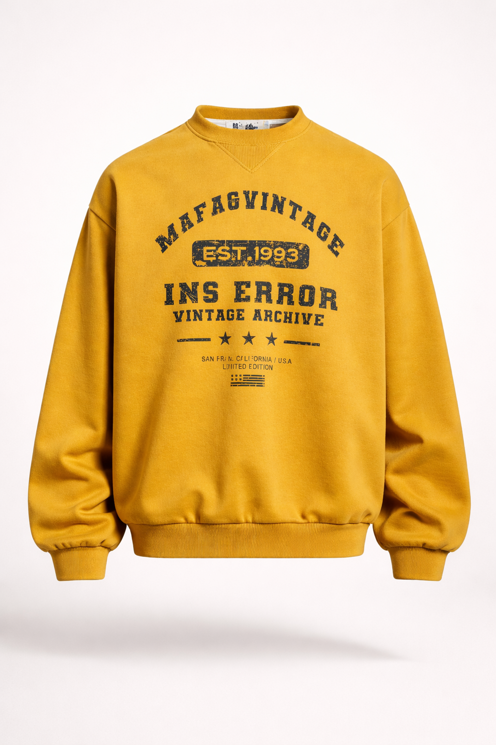 Men’s Oversized Graphic Long Sleeve Tee High-Street Crewneck